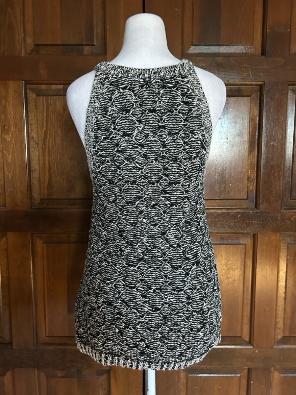 Anthropologie Moth Debussy Marled Sweater Tank Top Small S Black White Knit - Picture 3 of 9